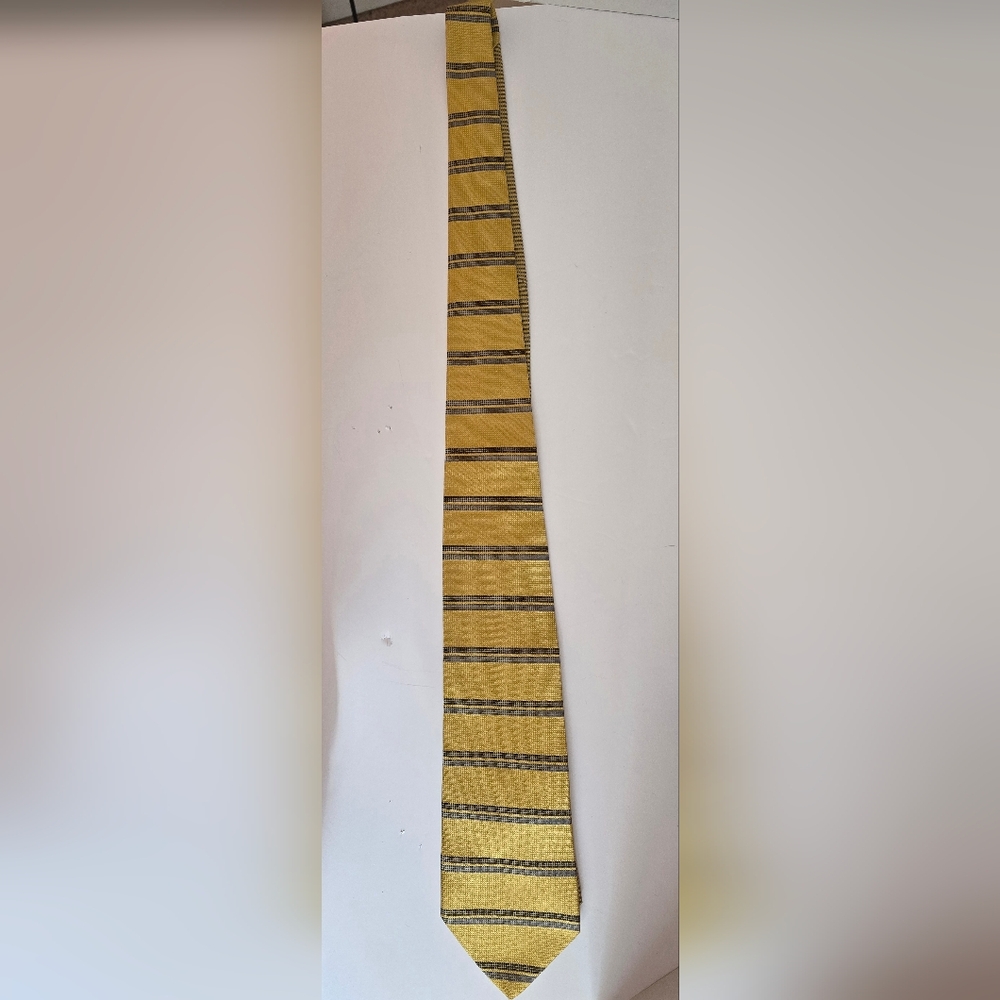 Tommy Hilfiger Gold and Black Striped Tie